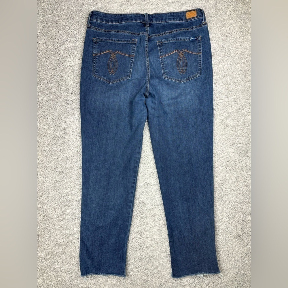 SEVEN7 Jeans Womens 12 Weekend Easy Fit Boyfriend Dark Wash Raw Hem - Picture 4 of 5